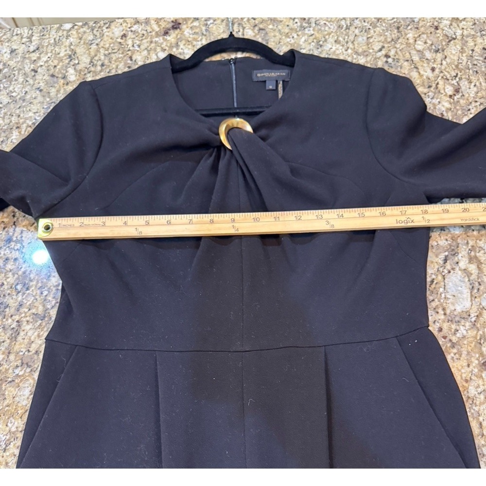 Donna Karan Black O-Ring Straight-Leg Twist Front Jumpsuit Size 12 - Picture 11 of 16